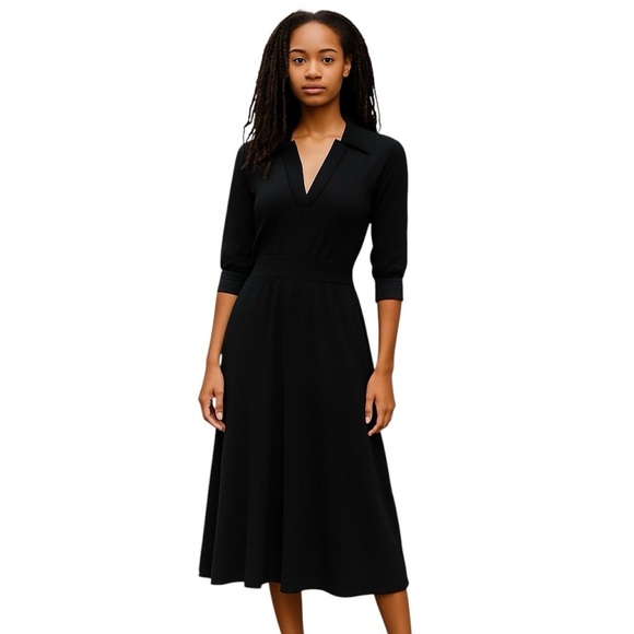 Unsubscribed Cashmere Blend Polo Sweater Dress | Black | Size S - Picture 1 of 10